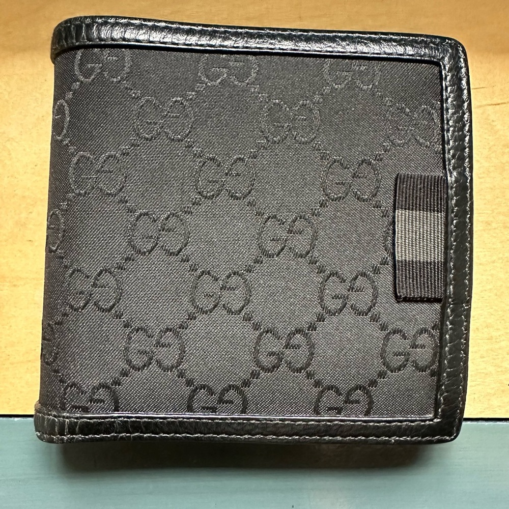 Gucci GG Jacquard Black Nylon Bifold Wallet